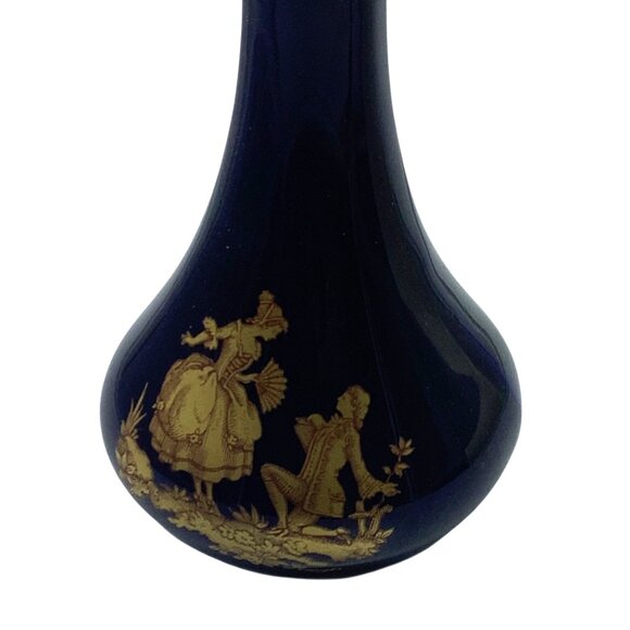 Vtg Porcelaine De Limoges France Cobalt Blue & Gold Gilt Bud Vase 6” RARE - Picture 2 of 5